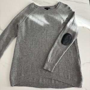 J.Crew Gray Wool Sweater with Black Elbow Patch sz M